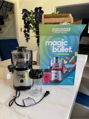 Mini Juicer in Silver and Black - Compact Home Juicer